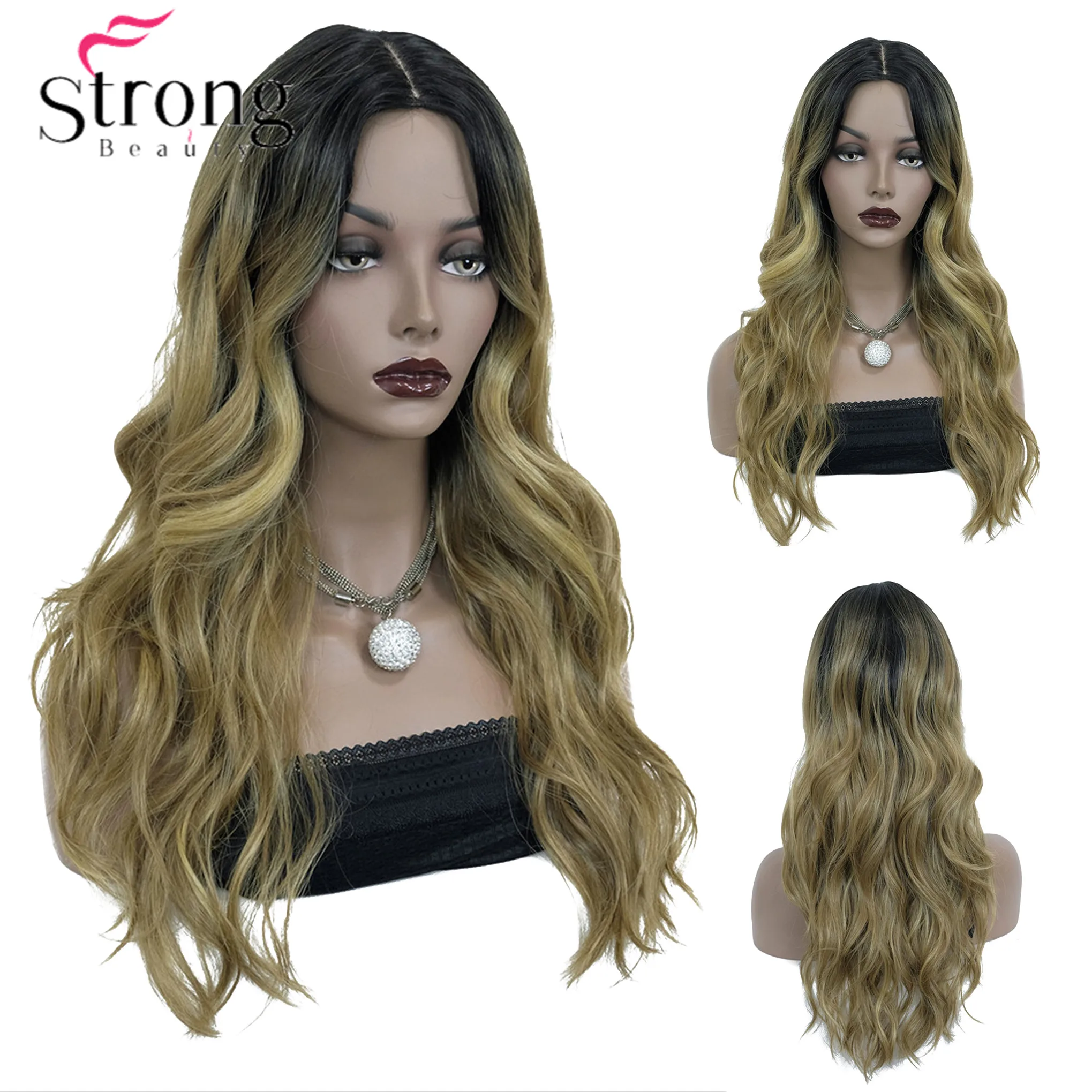 StrongBeauty женские парики Омбре синтетические натуральные длинные волнистые
