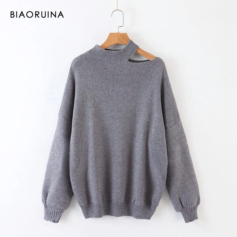 BIAORUINA цветной женский свитер с открытыми плечами модный вязаный сексуальный