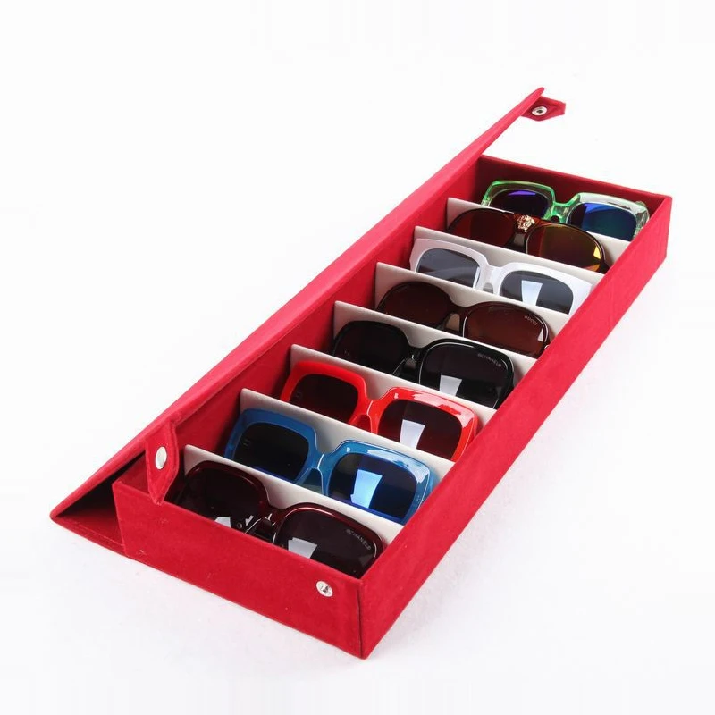 

48.5*18*6cm Storage Display Grid Case Box for Eyeglass Sunglass Glasses 8 Compartments Glasses jewelry Display Box/Rack