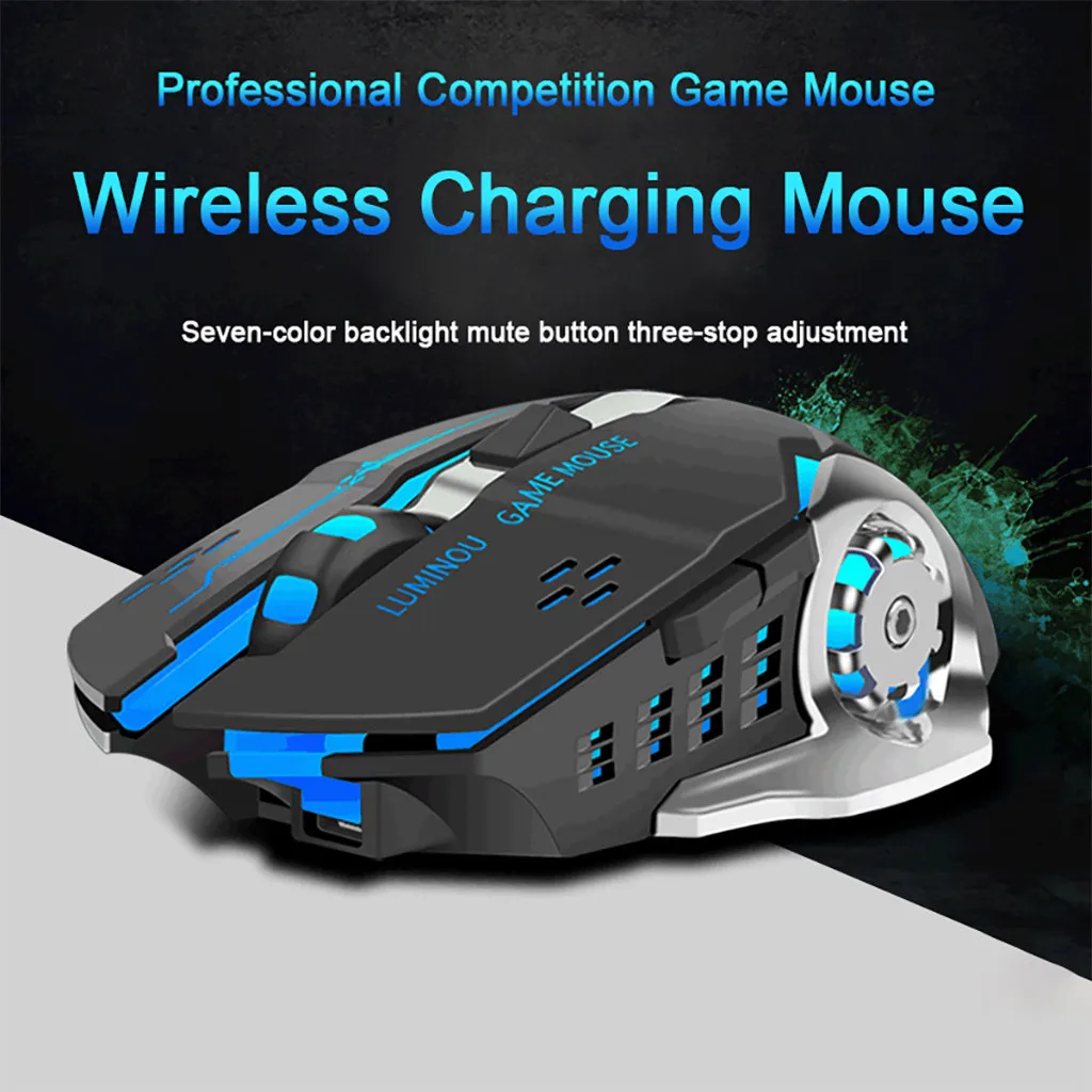 Rechargeable 2.4Ghz Wireless Mouse Silent Illuminated Mechanical Mouse USB Gaming Mouses 2400dpi 7 Colors Raton Inalambrico
