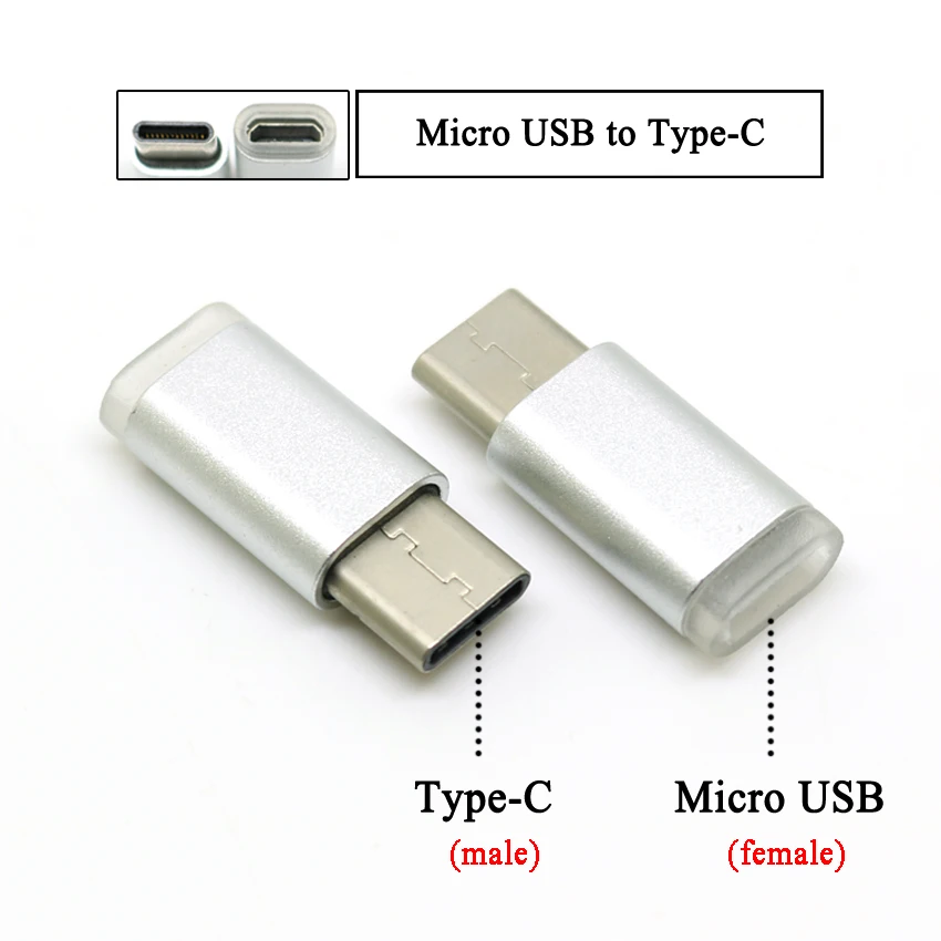 Type-C male Silver 2 шт. type C к Micro USB/Micro к type-C OTG адаптер Поддержка синхронизации данных зарядный конвертер для Macbook Xiaomi huawei для samsung - Цвет: Type-C male Silver