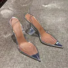 Женские сандалии-желе из ПВХ, прозрачные сандалии на высоком каблуке 10 см с острым носком и кристаллами, большие размеры, 2021