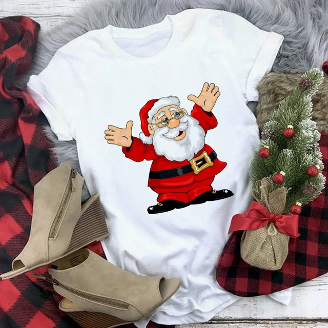

2020 New Summer Christmas Graphic Print Women's T-shirt Santa Claus Elk Fashion Gift fashion Short-sleeved T-shirt woman tshirts