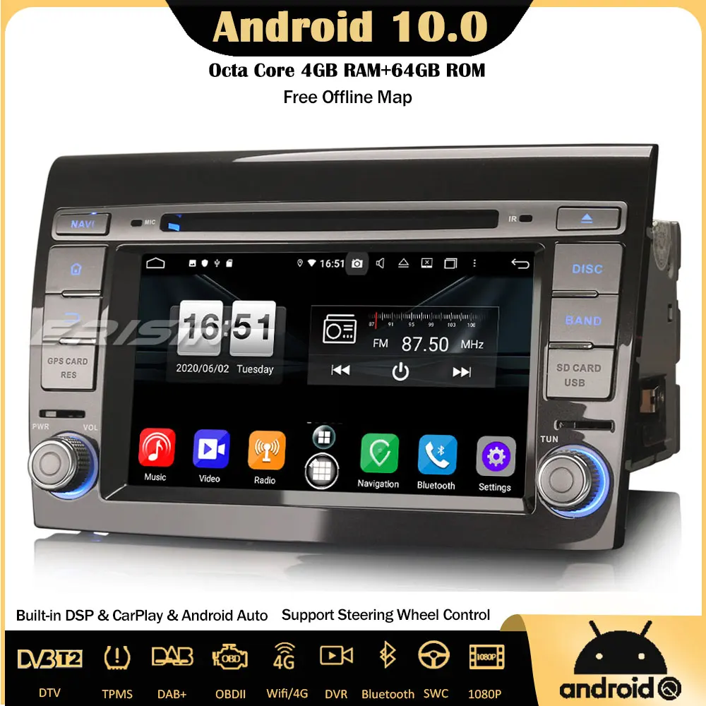 Erisin 8771 DAB + DSP Android 10 0 8 Core автомобильный стерео автомобильное радио DVD GPS Wi Fi Navi CarPlay