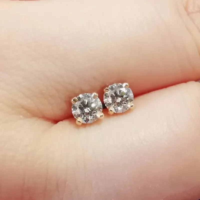 

Ms S925 Sterling Silver Original Rose Gold Silver Inlaid Square Zircon Earrings