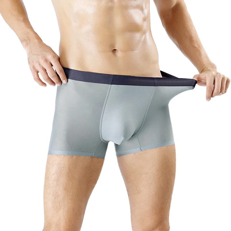 IYUNYI Для мужчин боксеры шорты Нижнее белье Ice Silk сексуальное Calzoncillos Hombre Ropa Interior