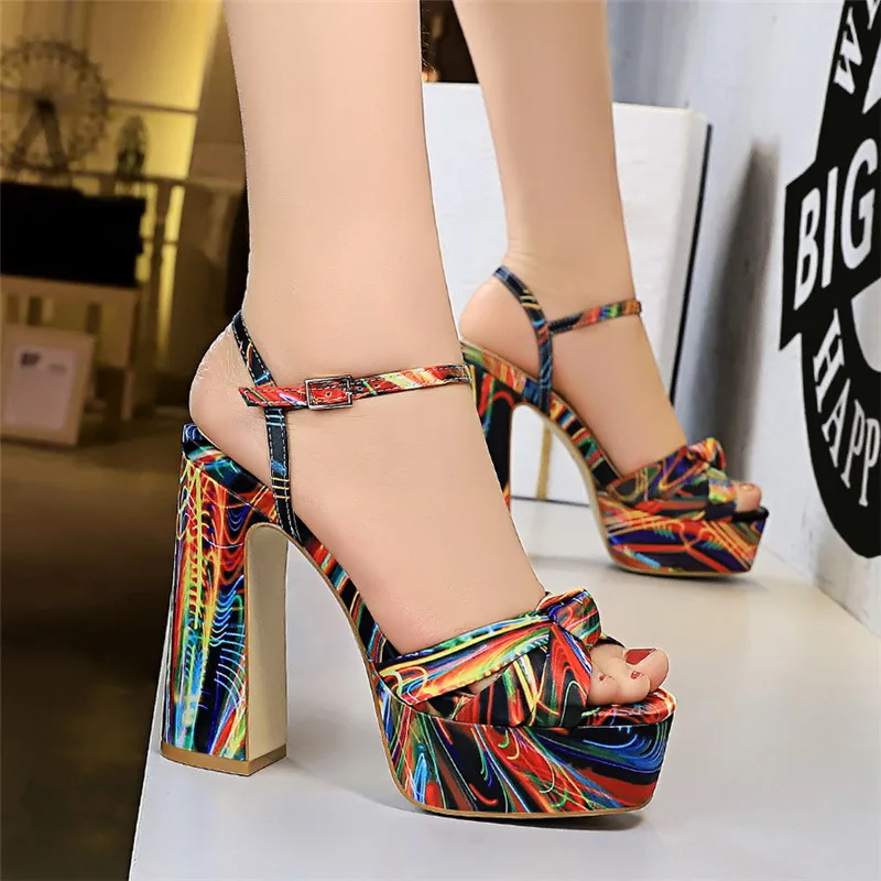 Туфли лодочки BIGTREE женские пикантные сандалии с цветочным принтом на тонком