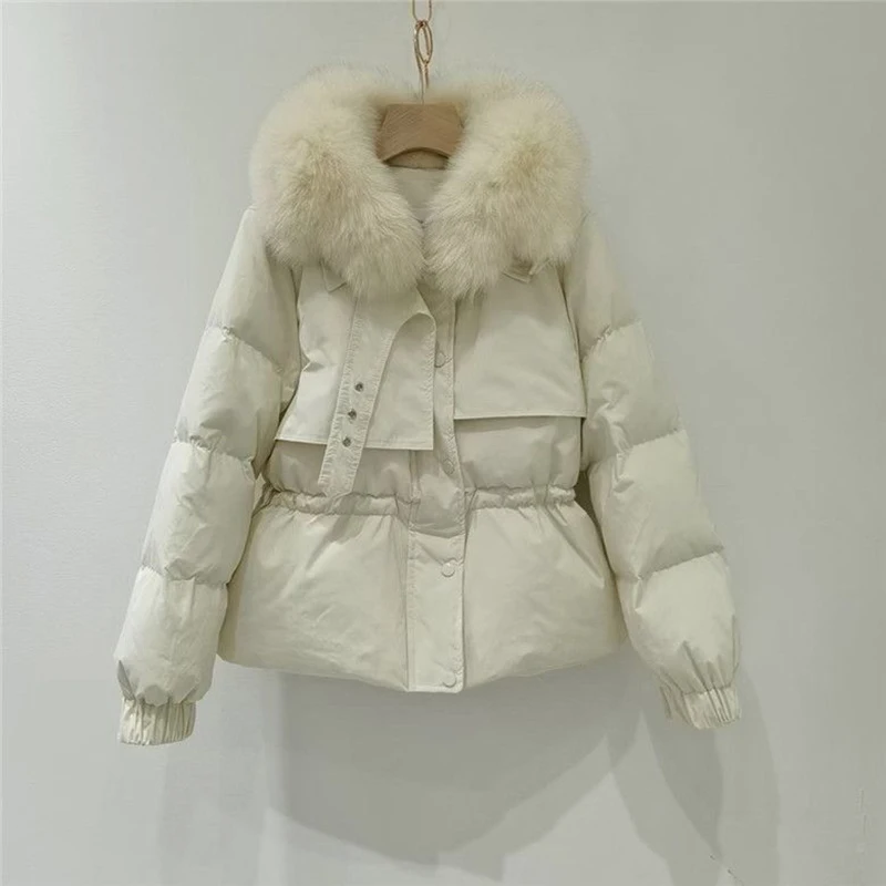 

2022 Women Fur Collar Jacket Warm New Winter Snow Coat Women Loose Velvet Cotton Plus Size 3XL Padded Parka