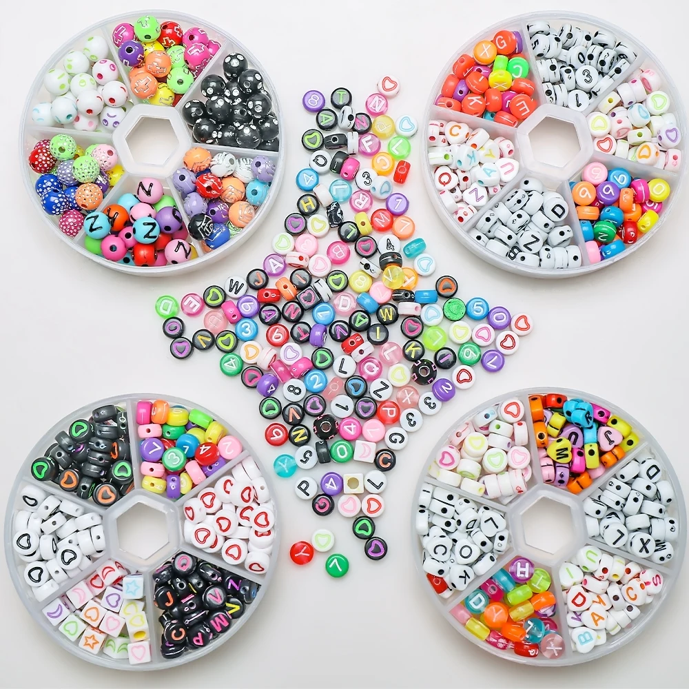 

Acrylic Letter Beads For Jewelry Making Bulk Plastic Round Heart Spacer Beads For Bracelets Charms DIY Crafts Jewelry Findings