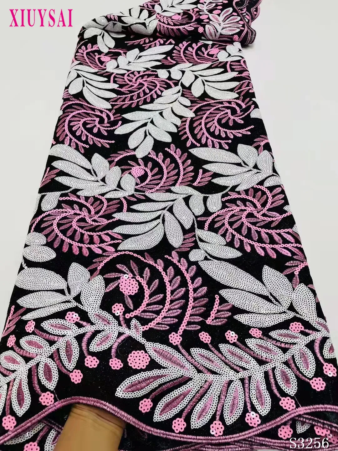 

Dark Pink Beautiful African Special Velvet Lace Fabric 2022 High Quality Embroidery With Sequins Laces Nigeria Mesh Fabrics