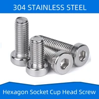 304 stainless steel hexagon socket cup head screw bolt thin inner hex cup head screws fastener din7984 m3 m4 m5 m6 m8 m10 m12