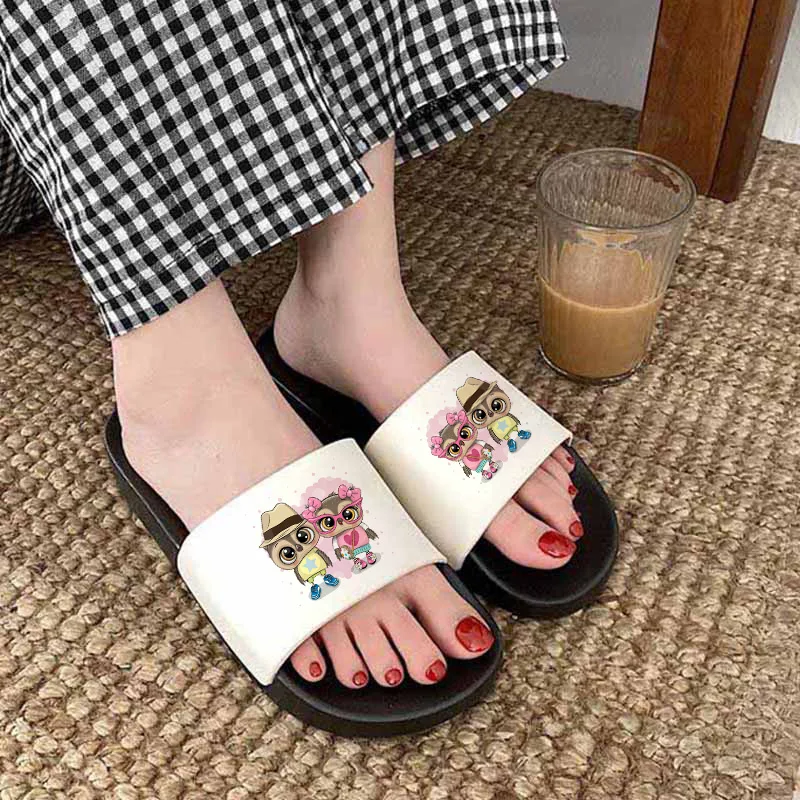 

Summer Women Shoes Cute Owl Pattern Home Bathroom Flip Flops Cartoon Non-slip Slide Beach Sandals Fashion Slippers Female