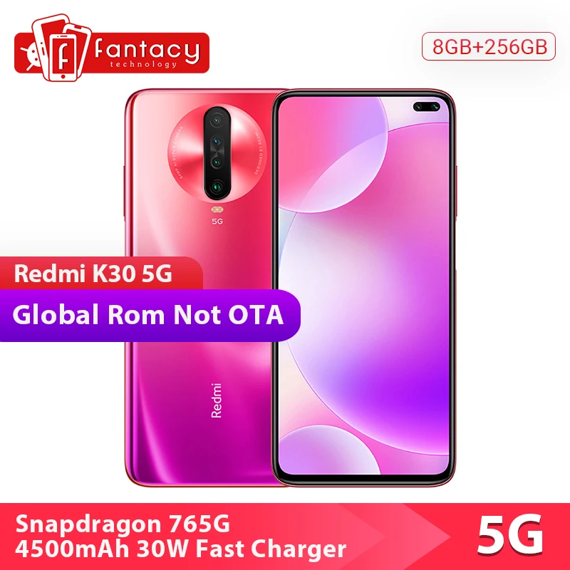 Xiaomi Redmi K30 смартфон с восьмиядерным процессором Snapdragon 765G ОЗУ 8 ГБ ПЗУ 256 64 мп 120