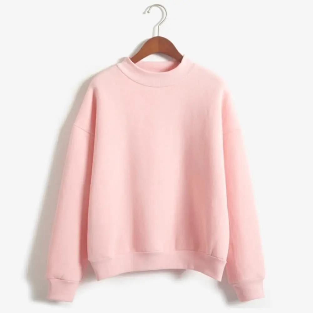 Woman Sweatshirt Spring Autumn Casual Women Solid Color Crew Neck Long Sleeve Sweatshirt Pullover
