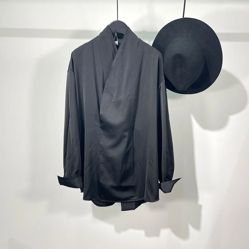 

Мужская Повседневная рубашка Seak, черная рубашка в готическом стиле, весна-осень