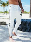 Мужские узкие прямые джинсы с полосками по бокам, классические повседневные джинсы в стиле хип-хоп, S-3XL