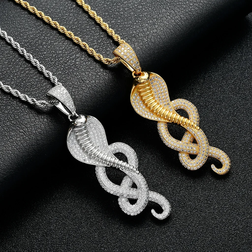 

Luxurious Cobra Snake Necklaces Pendants for Women Men 2 Color Hiphop Twist Chains Animal Necklaces Cubic Zirconia Jewelry Gift