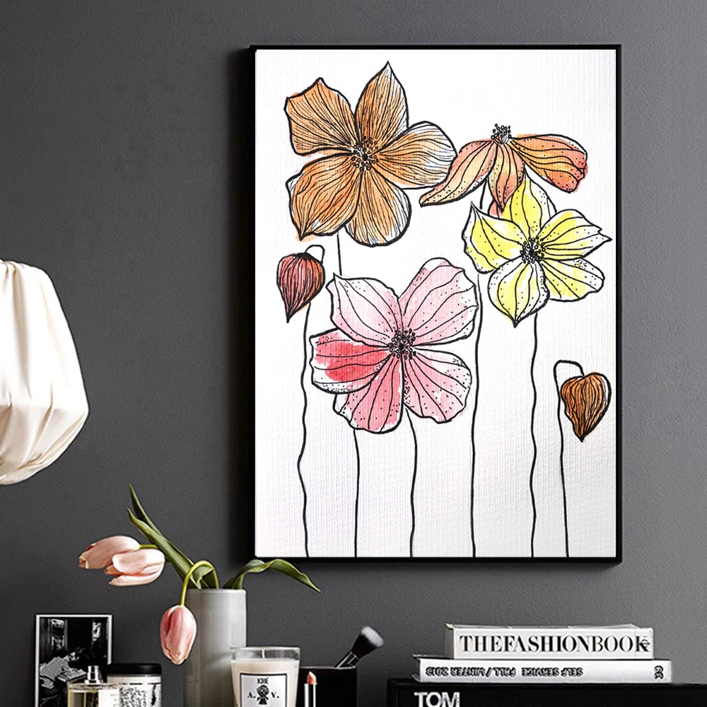 Акварельная живопись цветной постер с принтом черные и белые постеры на заказ