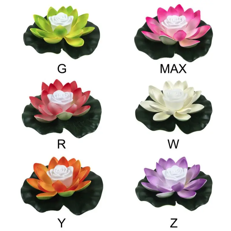 

18cm Artificial Lotus-shaped Changed Floating Flower LED Lamps Water Swimming Pool Wishing Light With Including Battery Flowers