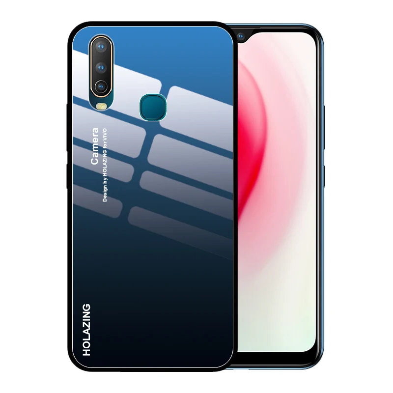 Чехол из закаленного стекла с градиентом и кристаллами для VIVO Y15 Y17 Y12 U3X U10 Y93 Y85 Y81 Y71