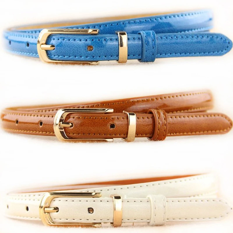 

Women Candy Color Thin PU Leather Belt Exquisite Dress Waist Belt Ladies Solid Color Fashion Wild Belts 6 Colors