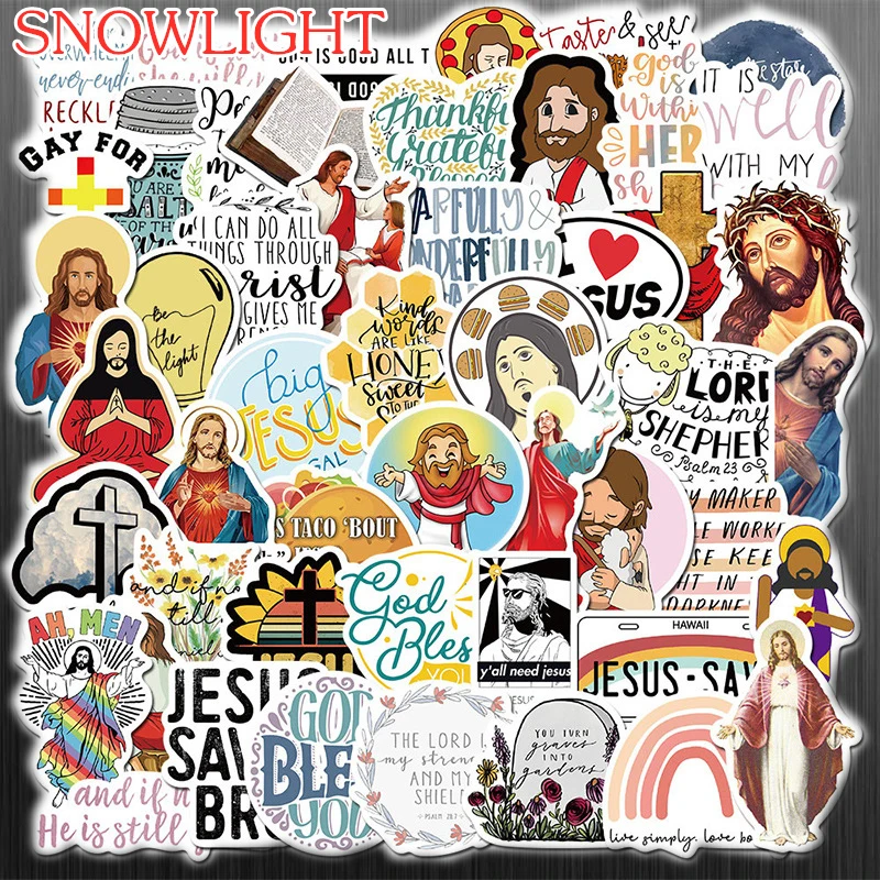 10/50 Pcs/pack Jesus Christian Cartoon Bible Stickers For Mixed Kids Luggage Skateboard Decals Phone Case Helmet Laptop Moto