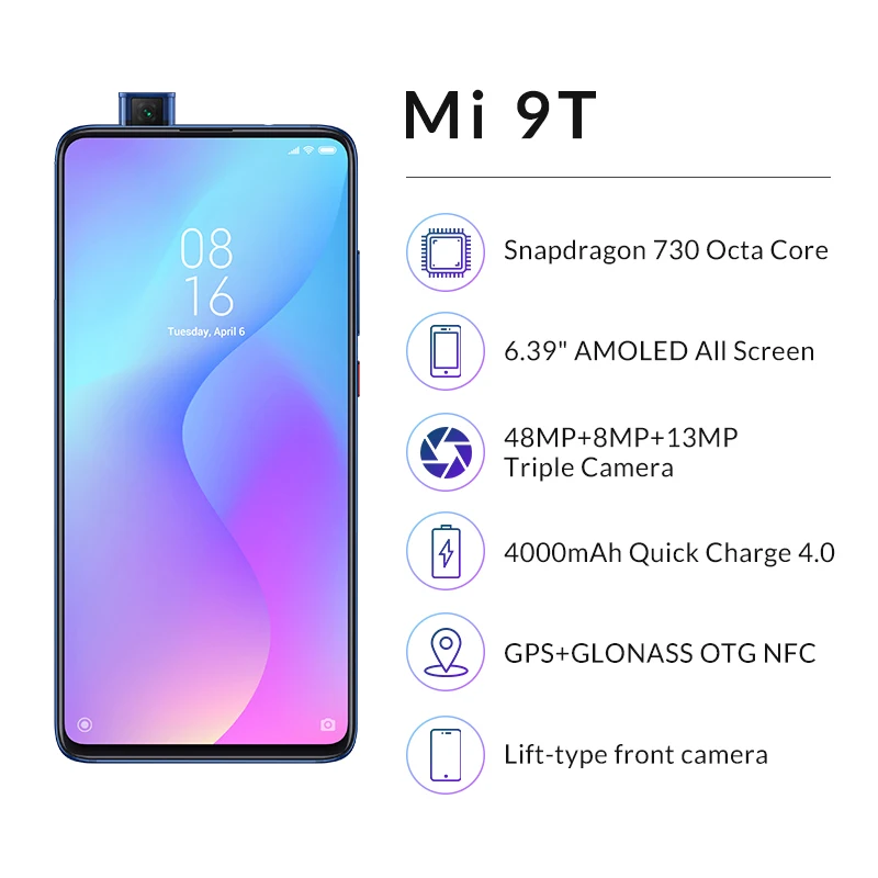 Оригинальный Xiaomi Mi 9T 6 39 &quotAMOLED дисплей Мобильный телефон Гб 64 Snapdragon 730 48MP AI камера