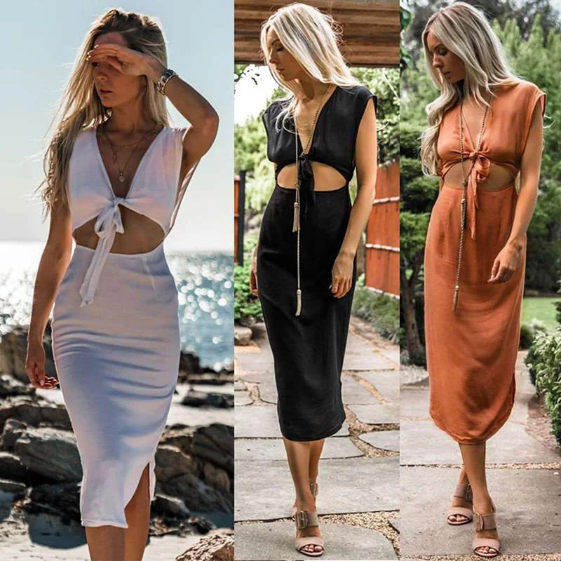 

Summer Bandage Sexy Club Party Dress For Women Women's Clothing Vestidos Slim Sheath Bodycon Club Dress