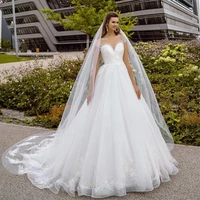 elegant appliques lace wedding dresses 2021 long a line scoop neck tulle full sleeves bridal gowns princess vestido de novia