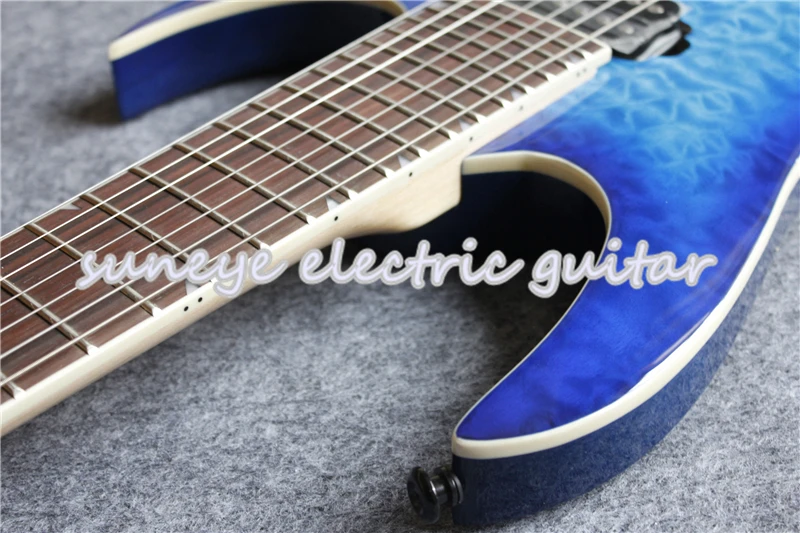 

New Arrival Blue Quilted 7 Strings Electric Guitar Jacks Style Custom Shop Guitars Electric Rosewood Fretboard Guitar Neck