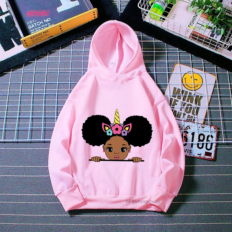 

Kawaii Flower Unicorn Black Girl Hoodie Funny Girls Clothes Queen Melanin Hoodie Graphic Clothes Long Sleeve Sweatshirt Top
