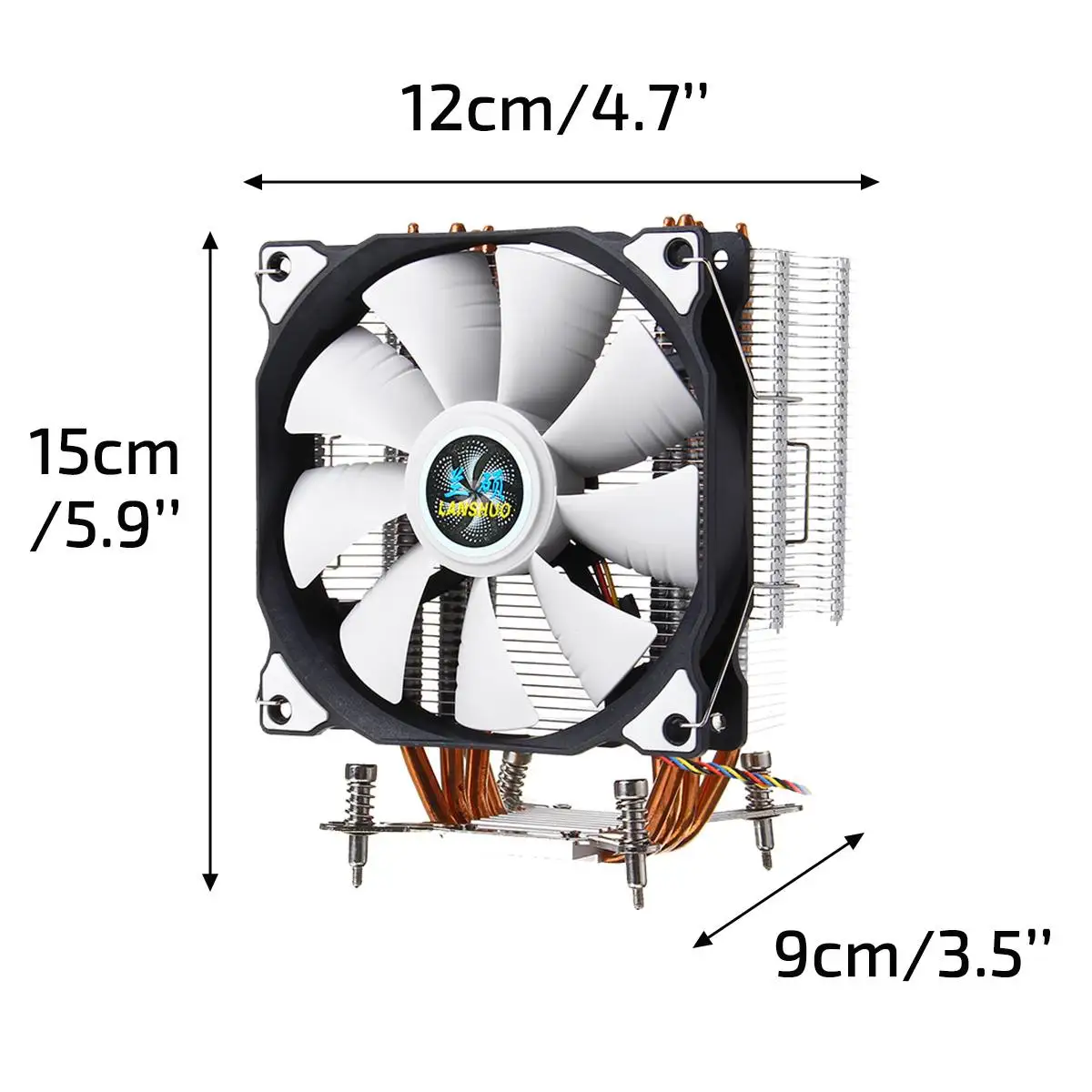 Кулер для процессора 4 медные тепловые трубки тихий вентилятор 12 см охлаждающий