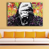 abstract monkey graffiti art canvas paintings on wall posters and prints modern street art pictures home wall decoration cuadro