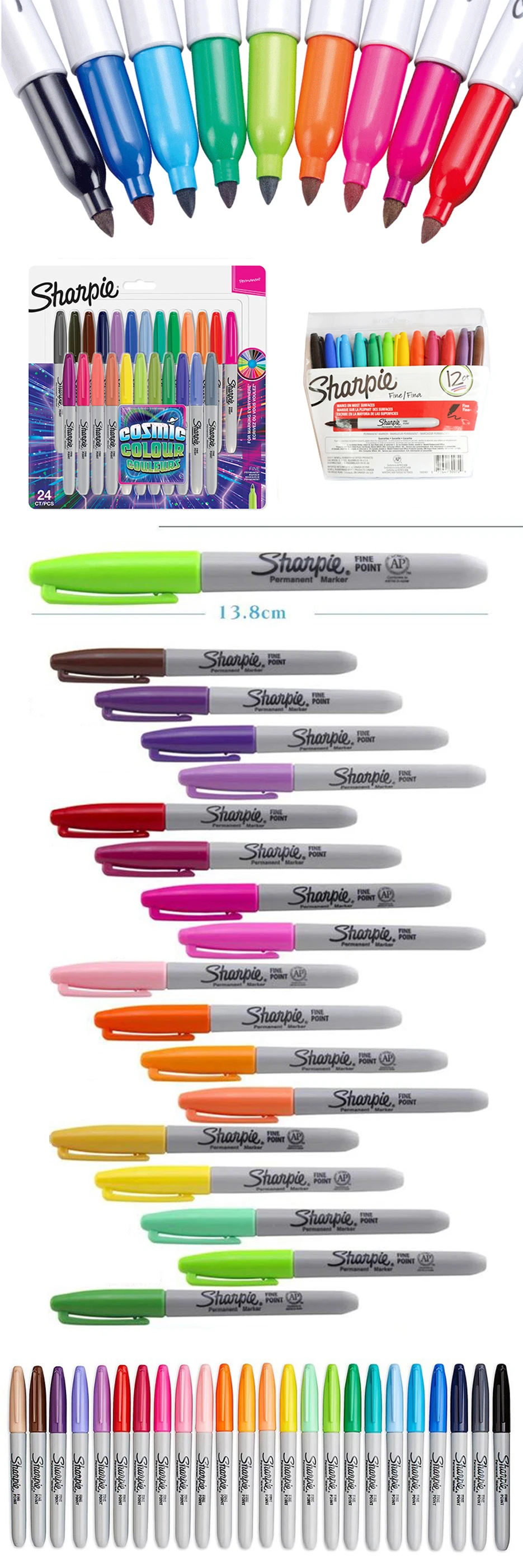 12/24 цветов/коробка масло Американский Sanford Sharpie перманентные маркеры, экологически чистый маркер, Перманентный Маркер