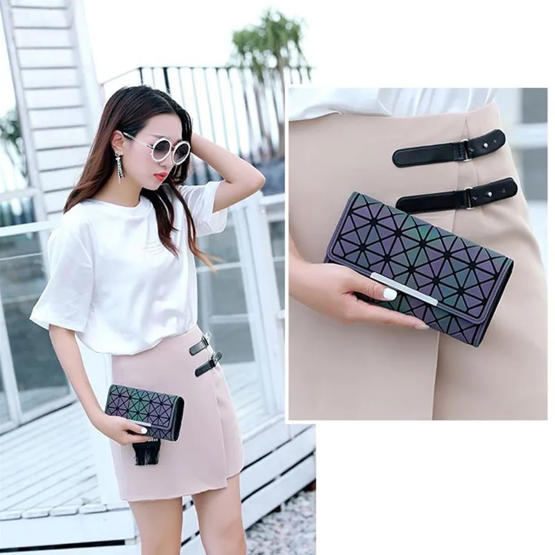 Модная сумка для телефона женские кошельки геометрические светящиеся клатчи