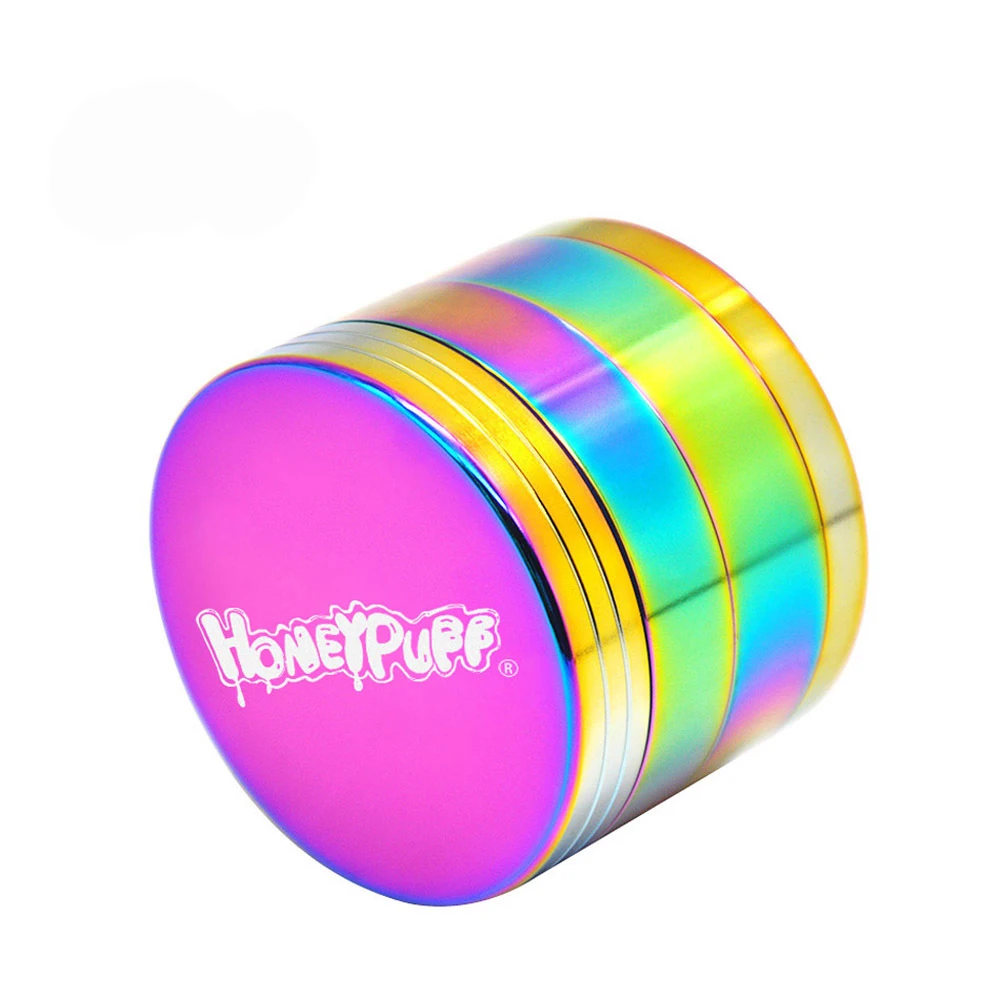 Радужная цветная алюминиевая дробилка для курительных трав 63 мм 4 слойная