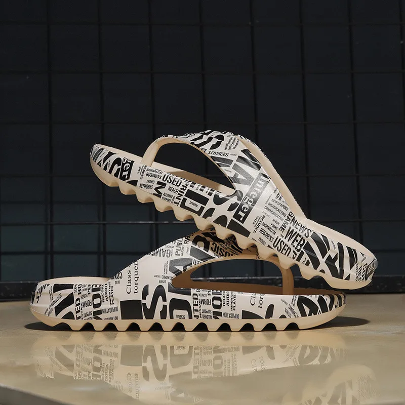 

Graffiti Men's Flip-flops Shoes Letter Printed Casual Slippers Shoes Men Designer Non Slip Outdoor Slippers Mens Calzado Hombre