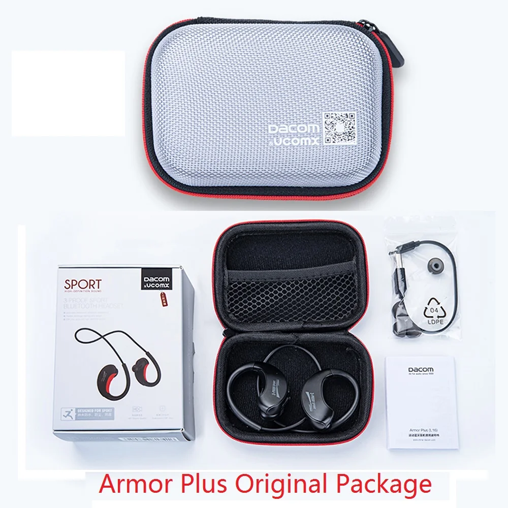 plus red with box Оригинальная DACOM Armor G06 IPX5 водонепроницаемая Спортивная Беспроводная bluetooth-гарнитура V4.1 G06 анти-пот ушной крючок для бега - Цвет: plus red with box