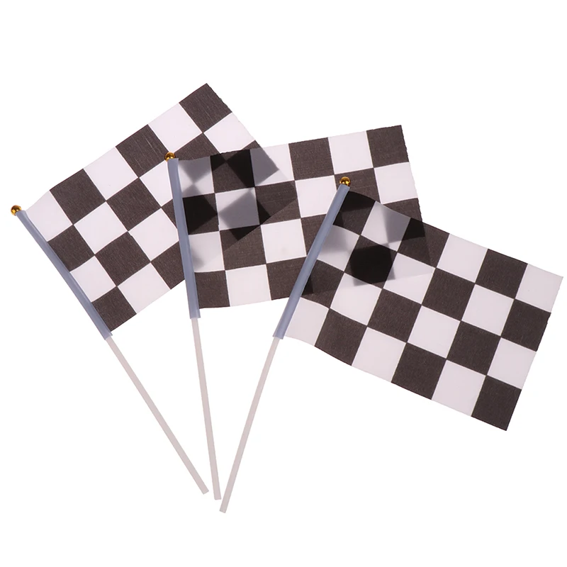 

10 Stks/pak 8th Zwart-wit Vierkant Hand Vlag 14*21Cm Racer Zwaaien Vlag Racing Vlaggen En Banners decoratieve Sport Auto Vlag