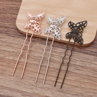 30x20mm blank filigree butterfly hair stick hairpins findings bases for wedding bridal hair clip pins women jewelry accessories