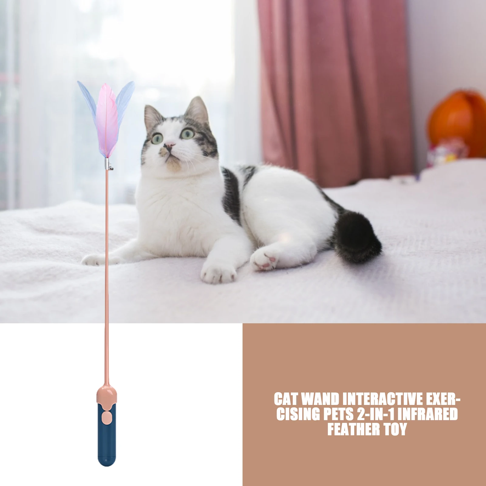 

Pet Toy Cat Toy Supplies Infrared Feather Toy Funny Cat Stick Pet Wand Interactive Long Handle Funny Cat Pole With Light