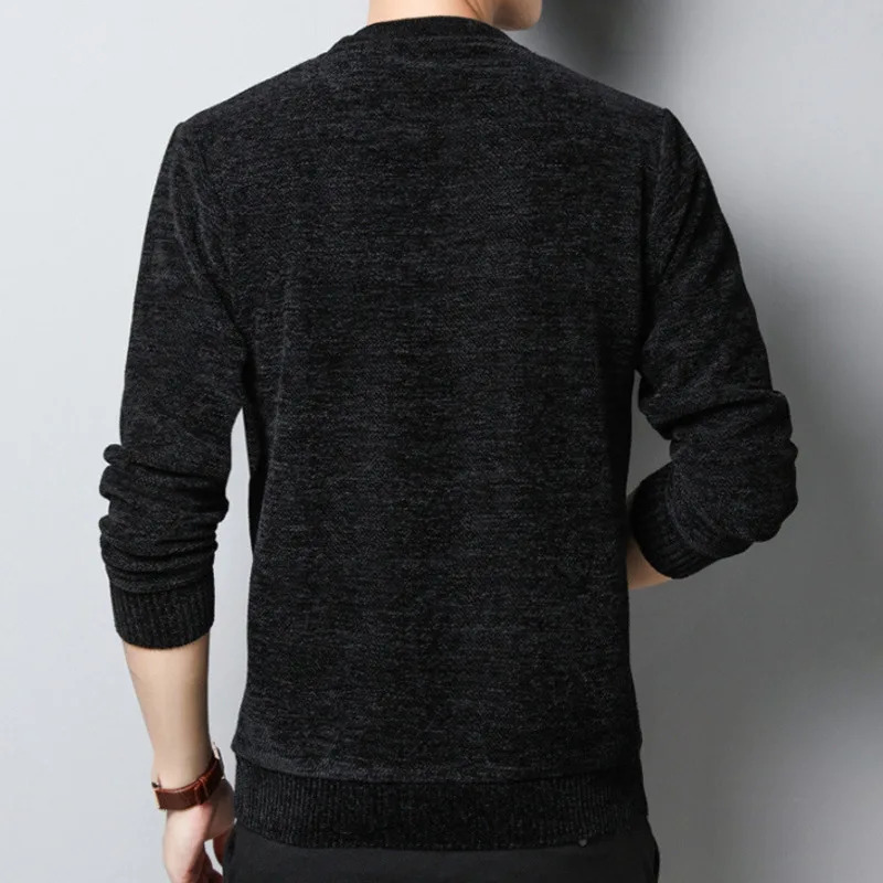 

#1339 Autumn Winter 2020 Mens Sweaters Warm Fleece Pullover Men Long Sleeved O Neck Slim Casual Warm Pullover Homme Knitwear Man