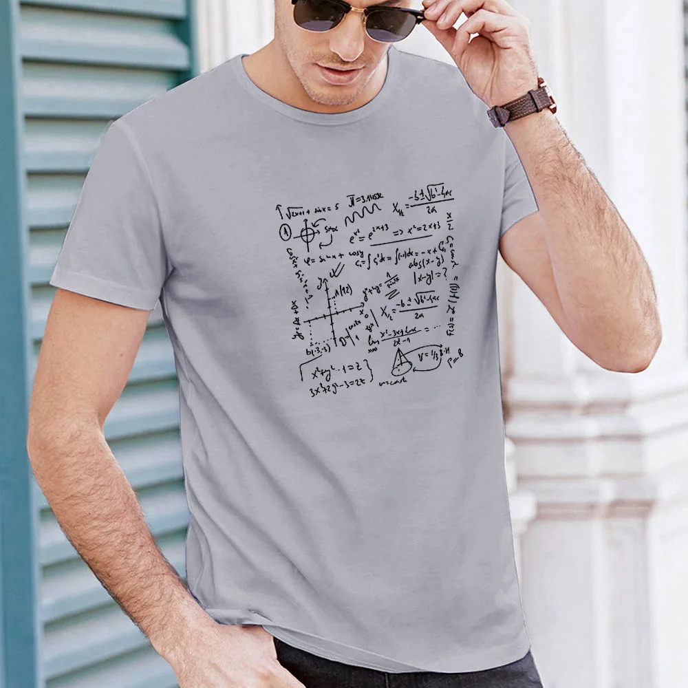 

2021 Summer Men Tshirts Streetwear Cool Top Clothes Male Print Mathematical Formula Short Sleeve O-neck Funny Graphic T Shirts