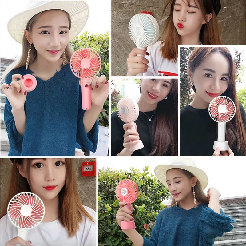 

Handheld Personal Mini Fan USB Rechargeable Portable Fan Cooler With Strap Adjustable 3 Speed For Office Outdoor Travel