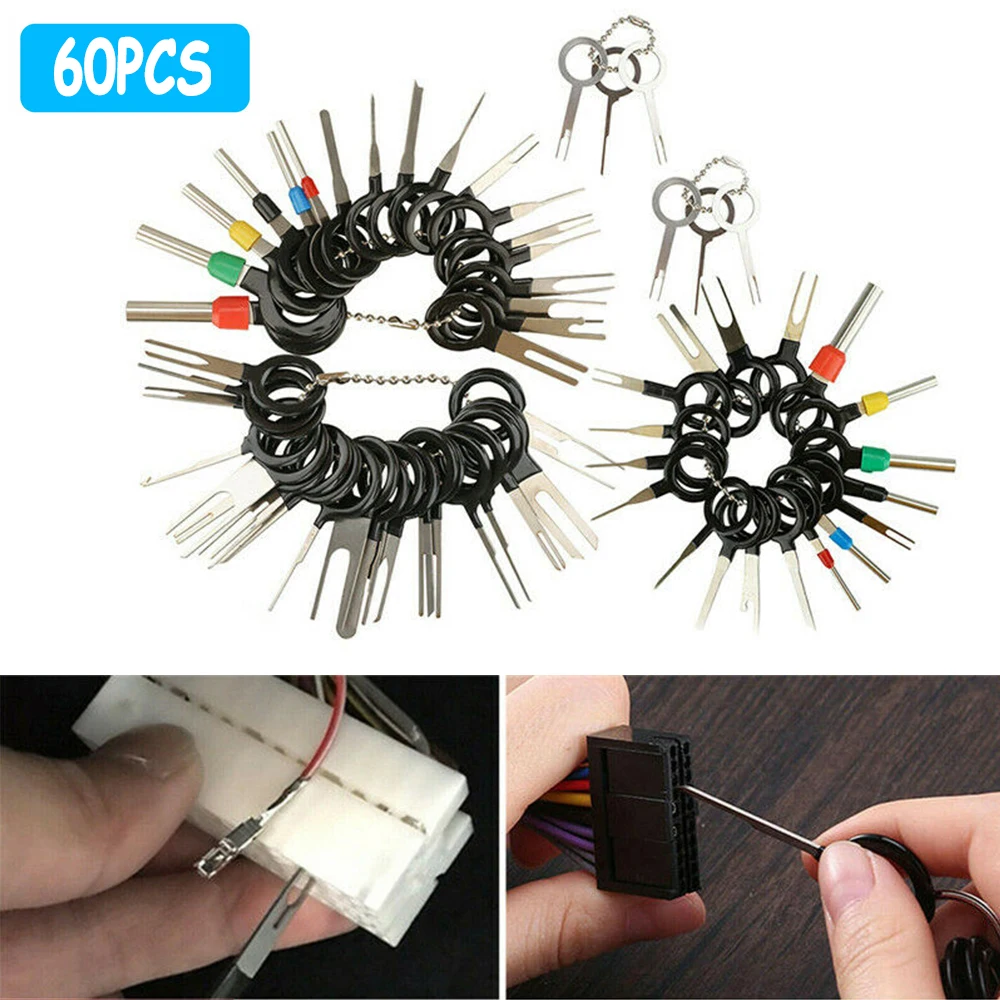 

60Pcs Car Terminal Removal Tools Kit Wire Connector Pin Release Extractor Puller Wiring Crimp Connector Puller Hand Tools