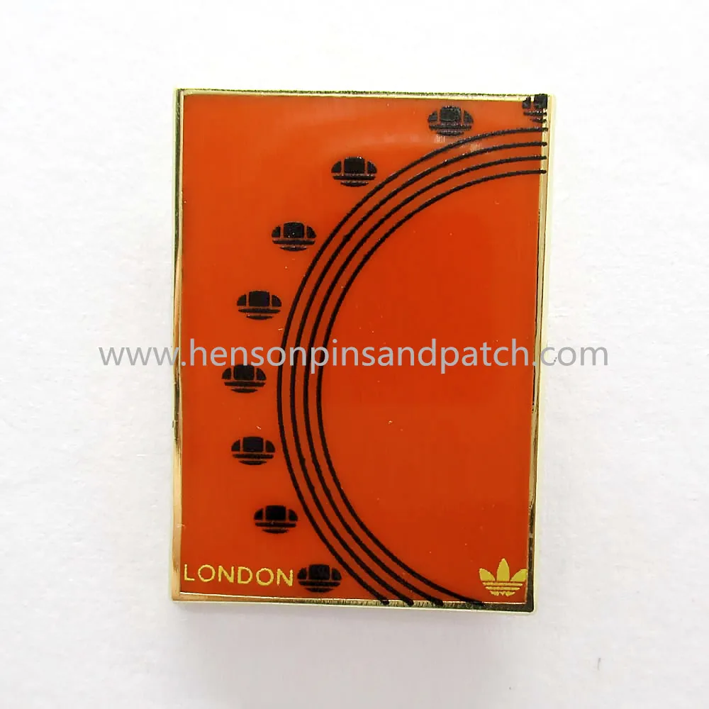 

1inch retail and stock gold hard enamel with screen printing London poster badge