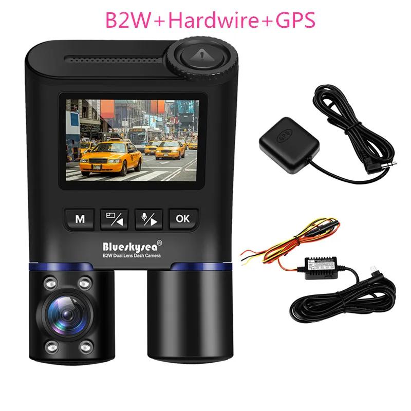 Красный Blueskysea B2W Dual Lens WIFI DashCam for Uber Lyft Taxi Night Vision Car Camera Full HD1080P DVR Recorder Rear View Dash Camera - Название цвета: Красный