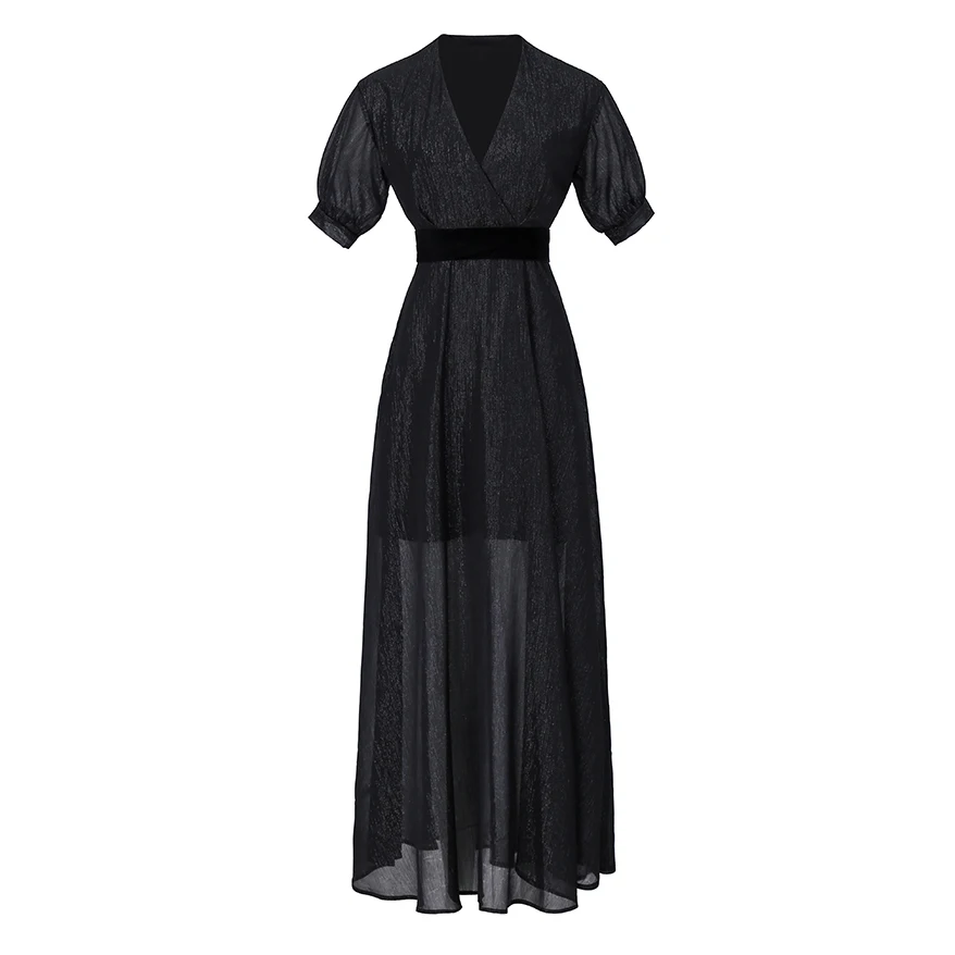 Роскошное блестящее шифоновое платье 2019 новое французское элегантное с v