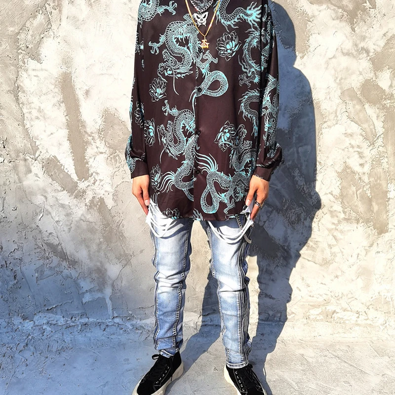 

Vintage Jeans For Men Motorcycle Light Blue Denim Pants Fashion Patchwork Zipper HipHop Jeans Homme Denim