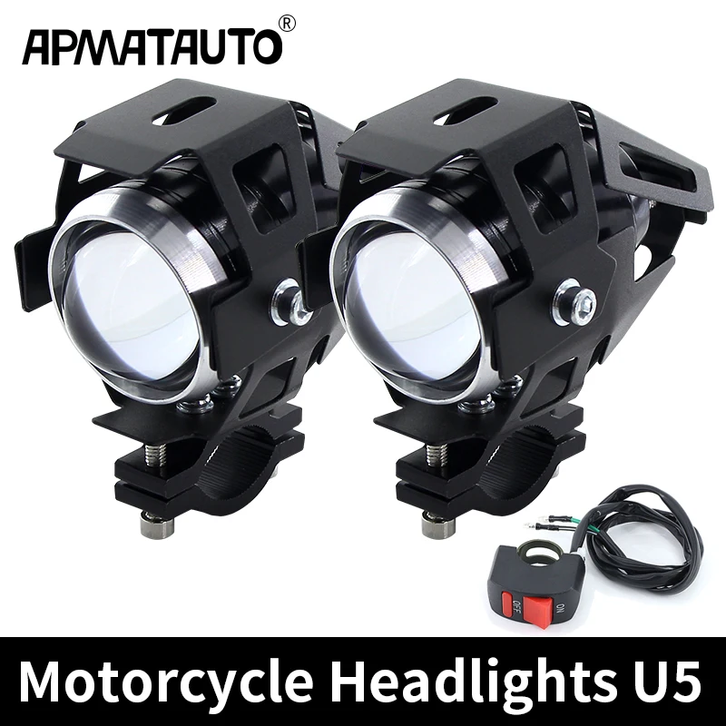 

Motorcycle Headlights U5 led moto light DRL Headlamp Motorbike auxiliary Lamp Fog Spotlights For suzuki ltz 400 12V white switch